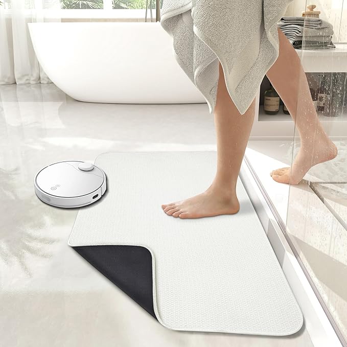 Bosap Bath Mat,Ultra Thin Bathroom Rugs,Rubber Bath Mats for Bathroom,No Slip Bath Rugs,Quick Dry,Machine Washable,Low Pile,Absorbent,Shower Outside,Sink,Home Decor Accessories.Cream,2'x3'(24x36inch)