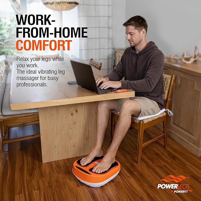 Power Legs Electric Foot Massager Machine with Remote Control, Adjustable Speed, Vibration - Calf Massager - Feet Massager for Neuropathy Pain Relief, Plantar Fasciitis, Leg Blood Circulation (Orange)