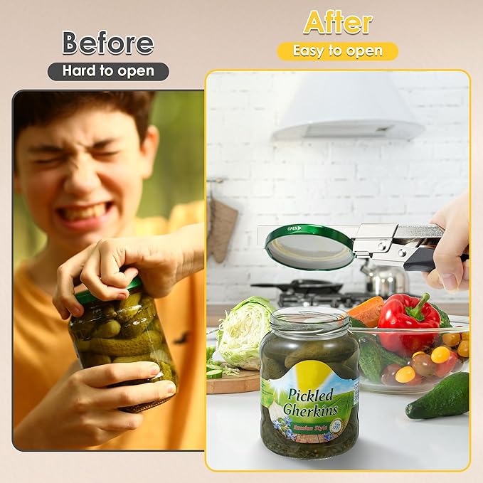 Dreyoo 2 Pack Adjustable Jar Can Opener, Multifunctional Stainless Steel Can Opener with Jar Gripper, Comfortable Grip Jar Lid Opener for Weak Hands, Seniors Arthritis, Kids Openers, 7.5 Inch