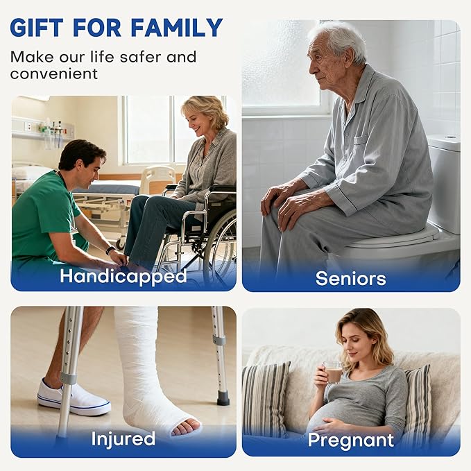 DOZAWA Toilet Safety Rails for Seniors, Heavy Duty Toilet Rails with Foldable Handles, Space-Saving Toilet Assist Arms, Toilet Bars for Elderly, Pregnant, Mobility Impaired, Support Up to 480LBS