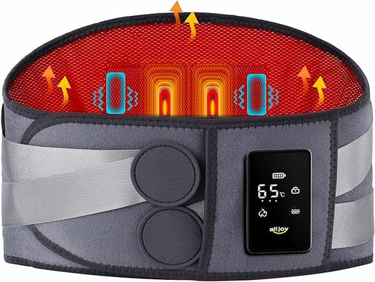 ALLJOY 67" Cordless Heating Pad for Back Pain Relief FSA Eligible HSA, Mothers Day Gifts for Women Mom Men Dad, Portable Lower Back Massager with 3 Heat 5 Vibration, Wireless Heating Pad for Cramps