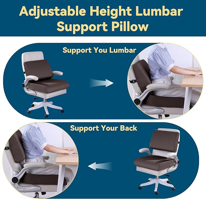 HOMBYS Extra Thick Recliner Chair Cushion with Lumbar Support Pillow for Elderly, 4.5" High Density Foam Seat Cushion, Breathable Fabric, 20"x20" Extra Large & Non-Slip for Recliner, Office,Coffee