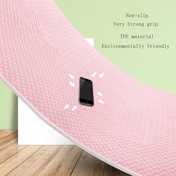 Yoga Mat 1/3" (8mm) Thick Non-Slip, Women Men Fitness & Exercise Mat, 72"Lx24"W Eco-Friendly TPE Workout Mat with Carrying Strap for Yoga, Pilates, Home Gym, Floor Exercises