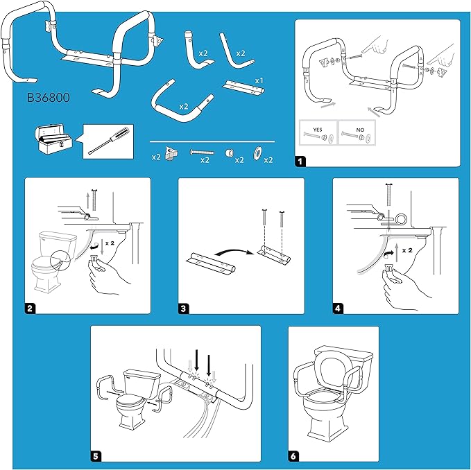 Carex Toilet Safety Frame - Toilet's Safety Rails with Adjustable Width - Toilet Rails for Elderly, Handicap, Home Health Care Equipment After Surgery, Supports 300lbs (Pack of 2)