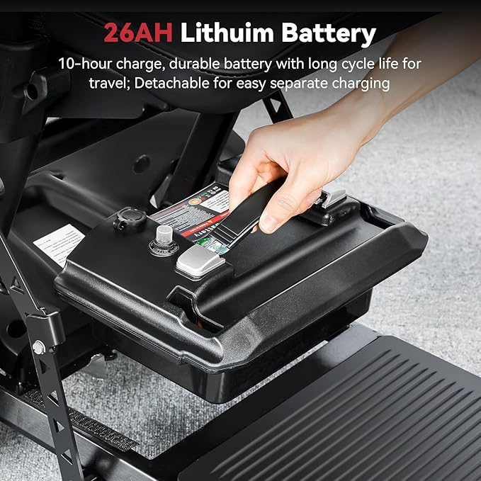 20 Miles Range Lightweight Mobility Scooter for Adults & Seniors - 47lbs Foldable 4 Wheel Travel Electric Scooter with Removable Battery, LED Lights - 300lb Capacity (Black)