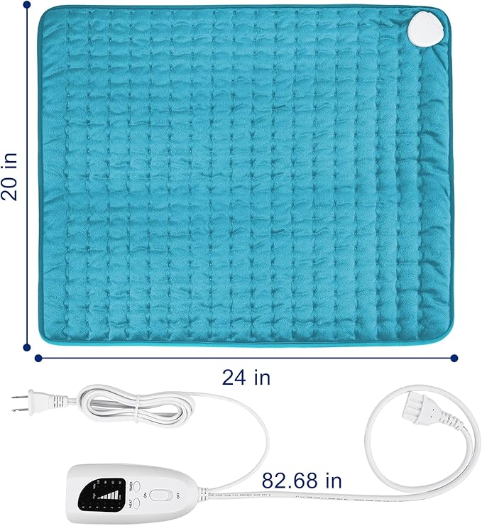 24x20 Inch Electric Heating pad for Back Neck Shoulder Knee Arms Legs- Electric Heat Pads with 6 Heat Settings & Auto Shut Off &Dry/Moist Heat Heating Pad for Birthday Mother Father Girl Men Women
