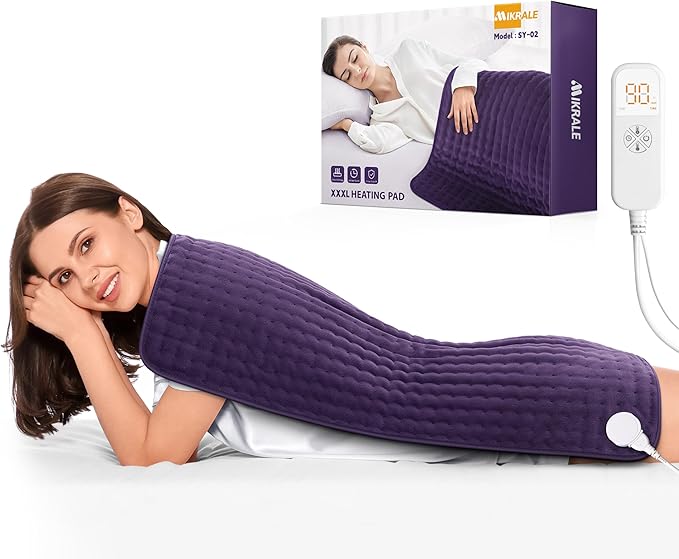 Heating Pad for Back, Neck & Shoulder Pain Relief, Mothers Day Gifts for Mom, 17"x33" Electric Moist/Dry Heat Pad, 6 Heat & 4 Timer Settings, Auto Shut-Off, Machine Washable, Gift for Wife Women Her