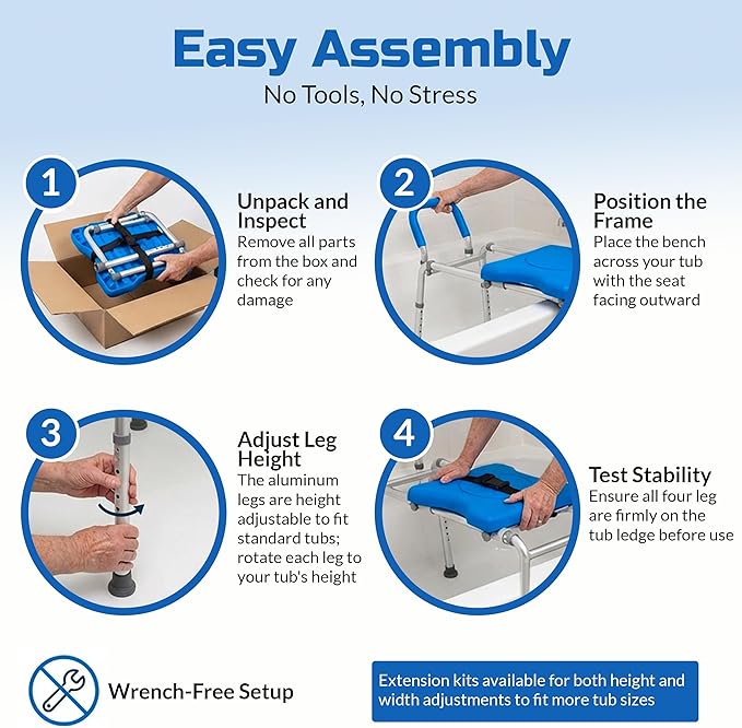 Platinum Health Roundabout 2.0 Sliding Transfer Bench with Rotating Seat. Padded for Warmth/Comfort. Enjoy Safe, Fast, Easy, Pain-Free, Strain-Free tub and Shower transfers. Ideal for Seniors/Elderly