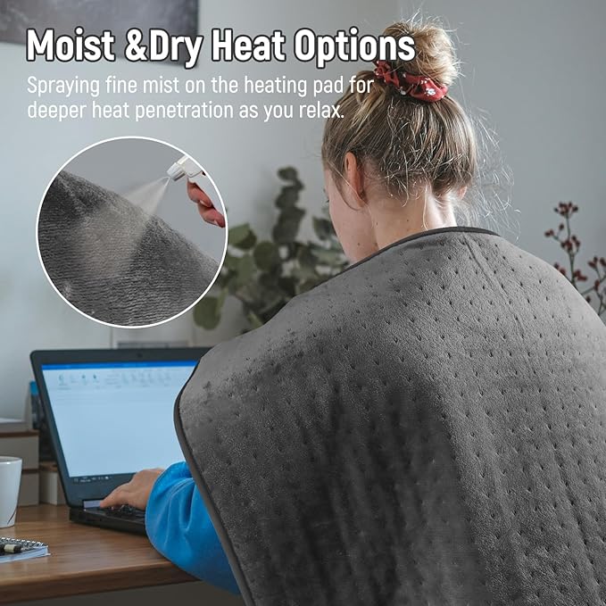 Extra Large Heating Pad for Back Pain Relief, 32"x24" King Size Electric Heating Pad for Period Cramps & Body Shoulder Legs Knee Feet, 6 Heat Settings, Auto-Off, Machine Washable, Gifts for Women Men