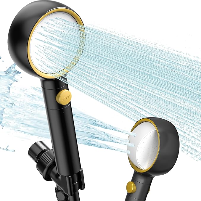 Latest High Pressure Filtered Shower Head With Handheld With 360° Rotating Panel,5 Spray Modes,Anti-Clog Nozzles,Hard Water Filter,59" Stainless Steel Hose&Adjustable Zinc Alloy Bracket,For Families