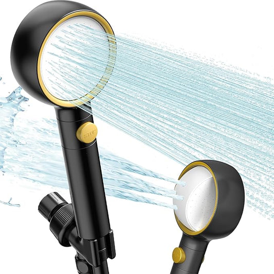Latest High Pressure Filtered Shower Head With Handheld With 360° Rotating Panel,5 Spray Modes,Anti-Clog Nozzles,Hard Water Filter,59" Stainless Steel Hose&Adjustable Zinc Alloy Bracket,For Families
