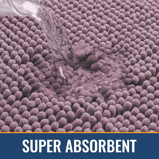 Arotive Bathroom Rugs 30x20, Extra Soft Absorbent Shaggy Chenille Bath Rugs, Machine Washable Rubber Backing Non-Slip Bath Mats for Bathroom Floor Tub and Shower, Home Decor Accessories, Deep Plum