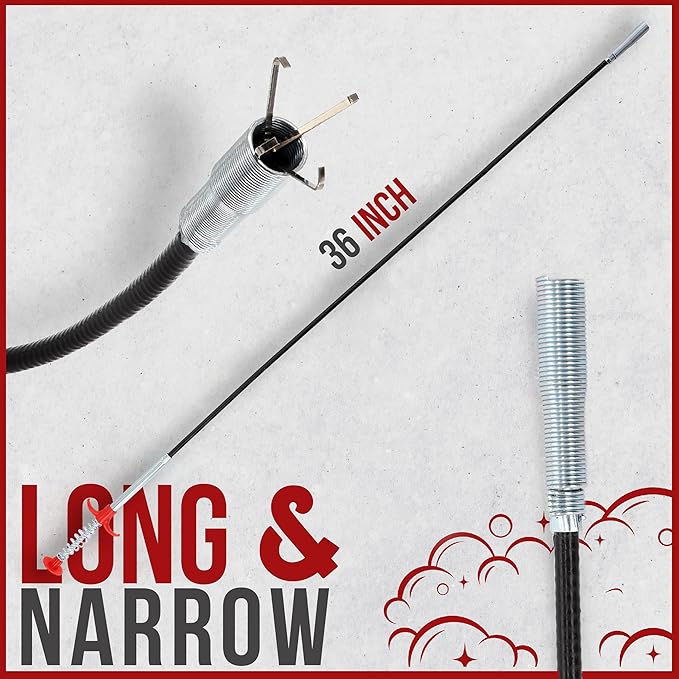 36" Snake Drain Clog Remover - Used as Hair Clog Remover for Sink, Shower, and Bathtub - Dryer Vent Cleaner, and as a Flexible Grabber Tool for Hard to Reach Places - By RAM-PRO
