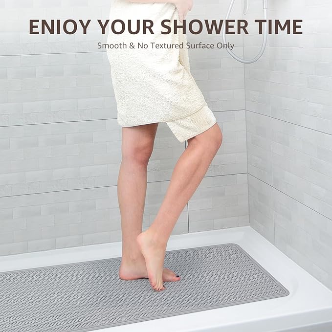 OTHWAY Bathtub Mat Non Slip, 27" x 17" Bath Mat for Tub, Machine Washable Shower Anti Slip Mat with 246 Strong Suction Cups (A Little Grey)