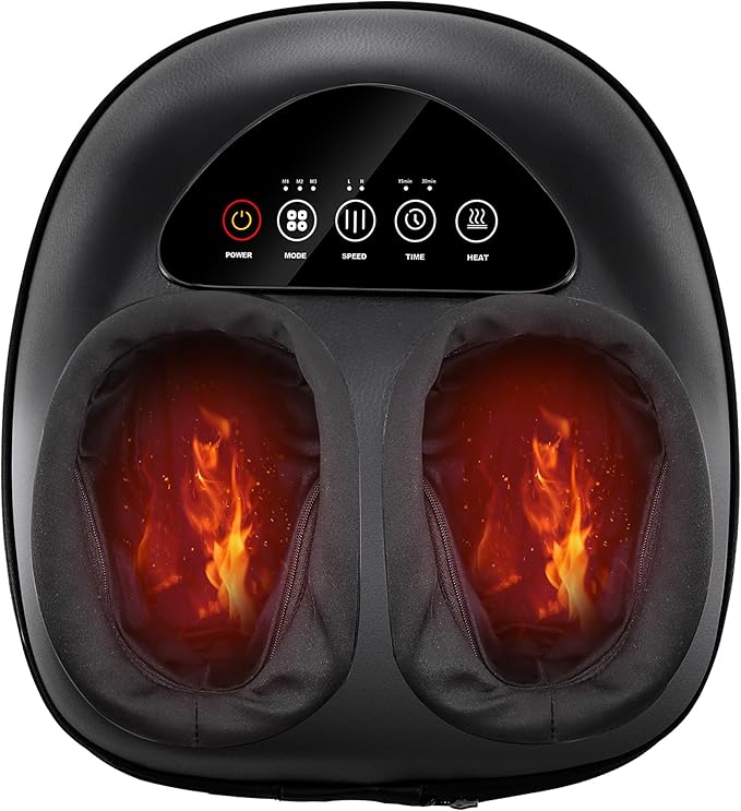 Shiatsu Foot Massager Machine - Toasty Toes Heaven! Heat Surge Technology for Couch Potatoes & Workaholics, Deep Kneading Therapy, Ergonomic Contoured Design