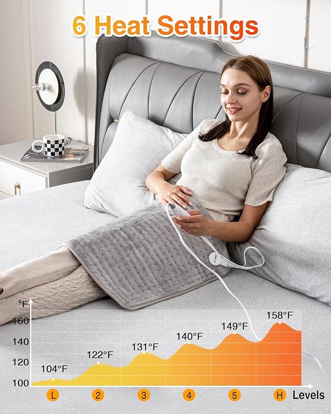 WOOMER Extra Large Heating Pad, 20"x24" XLL Heating Pad, Heat Pad with Multi-Color Option, Moist Heat Therapy Feature, Auto Shut-Off, Power Cords Storage Belt