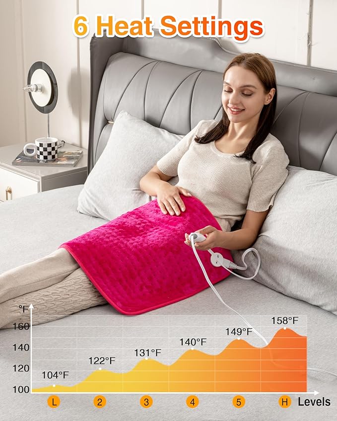 WOOMER Extra Large Heating Pad, 20"x24" XLL Heating Pad, Heat Pad with Multi-Color Option, Moist Heat Therapy Feature, Auto Shut-Off, Power Cords Storage Belt