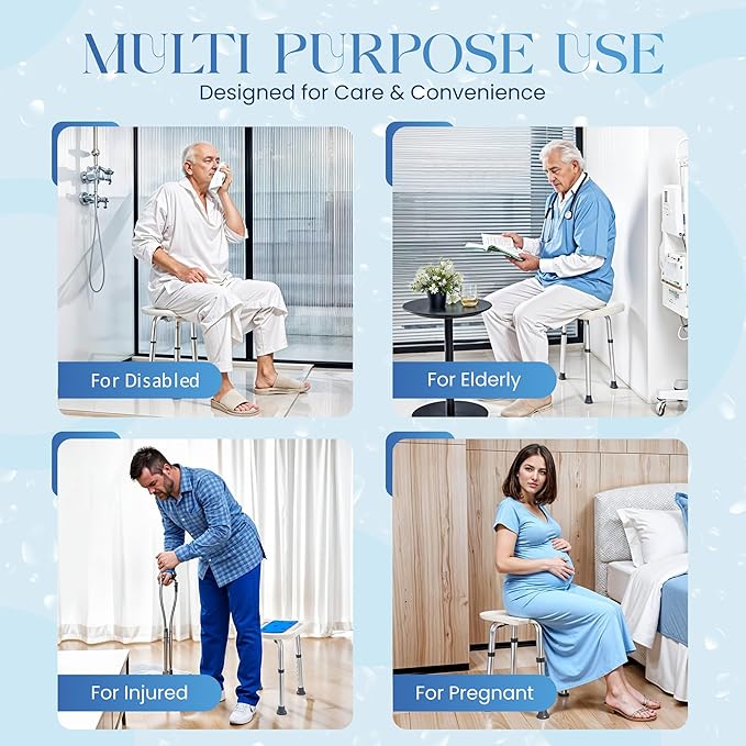 Dr.Kays Shower Chair for Inside Bathroom 350 lbs Shower Stool with Adjustable Height, Portable Heavy-Duty Bath Bench Padded Seat for Inside Tub Bathroom Chair for Elderly and Disabled FSA/HSA Eligible