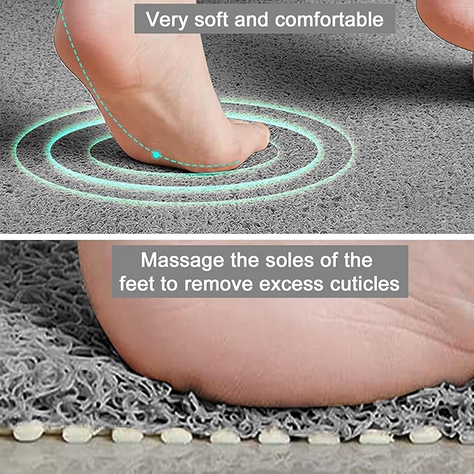 Shower Mat Non Slip, Round Shower Mat for Inside Shower, Non Slip Bathtub Mat, Fast Drying Bath Tub Mats, Loofah Mat for Shower Bathroom, Quick Drying, Resistant (Grey, 24 x 24 Inch)