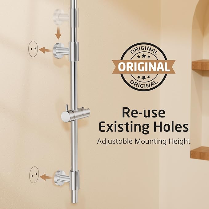 KES 30-Inch Shower Slide Bar with High Pressure 9 Functions Adjustable Handheld Shower Head & 59-Inch Hose, Built-in Power Wash to Clean Tub Tile & Pet, Wall Mount Polished Finish 18/8 Stainless Steel