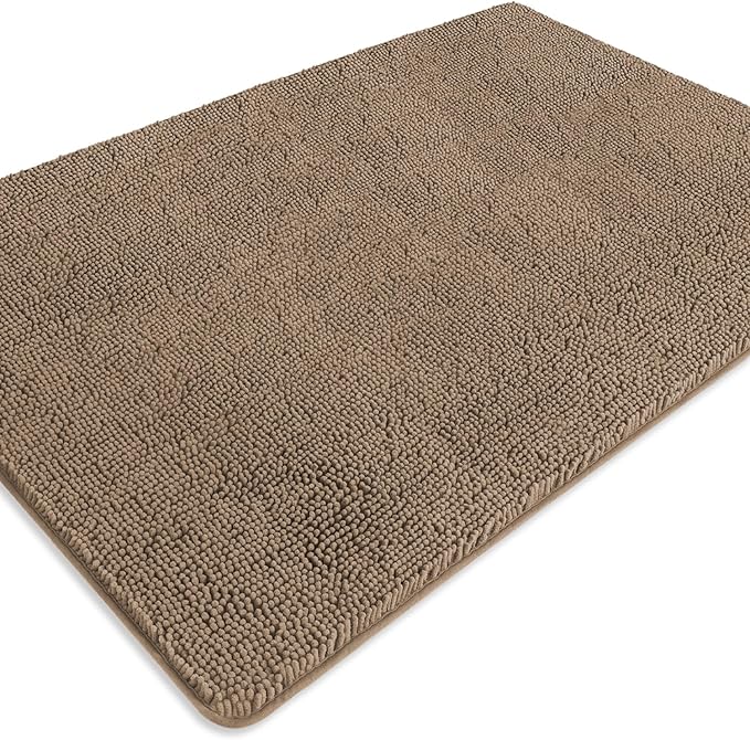 Bathroom Rugs 40 x 60 Inch – Extra Large Bath Mat | Absorbent and Washable Thick Chenille Bath Rugs Non-Slip Runner Rug for Bathroom, Shower, Tub(Taupe)