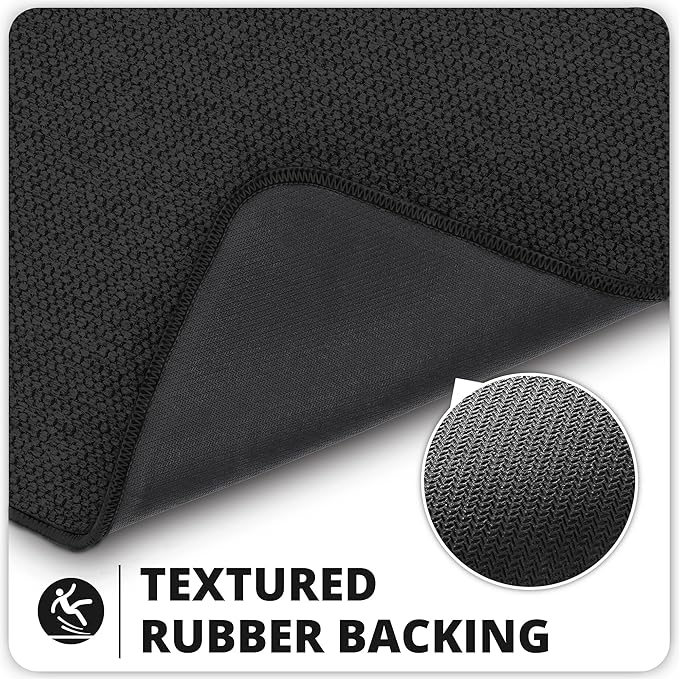 Bosap Bath Mat,Ultra Thin Bathroom Runner Rugs,Large Bath Mats for Bathroom,Quick Dry,Non-Slip,Machine Washable,Low Pile,Bath Rug,Shower Outside,Sink,Home Decor Accessories.Black,3'x6'(36x72inch)