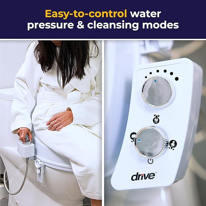 Drive Medical PreserveTech Raised Toilet Seat with Bidet (Ambient Water) Toilet Seat Riser, Elevated Toilet Seats for Seniors and Adults, Toilet Seat Bidet, Toilet Seat Elevator with Bidet Sprayer