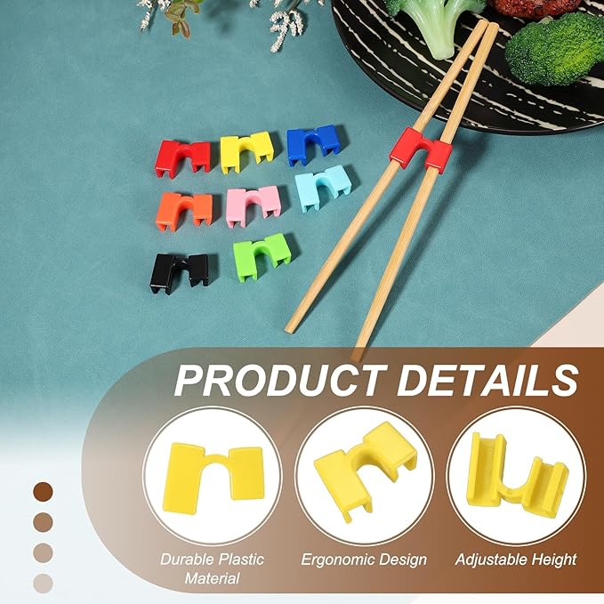 uxcell 10 Pcs Chopsticks Helper, Reusable Training Chopstick Hinges Connector Practice Chop Sticks Helpers for Adult Beginners Learners, Yellow