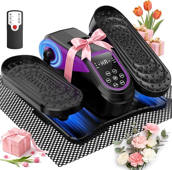 VIVURN® 023 Under Desk Elliptical Mini Electric Leg Exerciser for Senior, 12 Speeds RF Remote Display Monitor Non-Slip Mat, Quiet & Compact Seated Pedal Exerciser for Home Office Gift for Mom Dad
