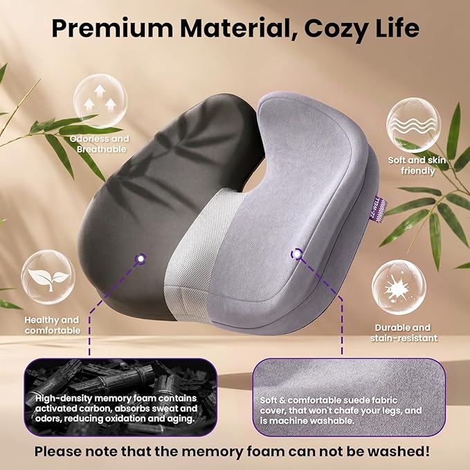 ZZ-WELL Seat Cushions for Office Chairs - Patented Extra Large Seat Cushion 21.2" W x 16.5" L - Memory Foam Seat Cushion for Tailbone Pain Relief, Sitting Pressure Relief (Light Grey)