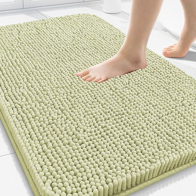 Arotive Bathroom Rugs 30x20, Extra Soft Absorbent Shaggy Chenille Bath Rugs, Machine Washable Rubber Backing Non-Slip Bath Mats for Bathroom Floor Tub and Shower, Home Decor Accessories, Vanilla