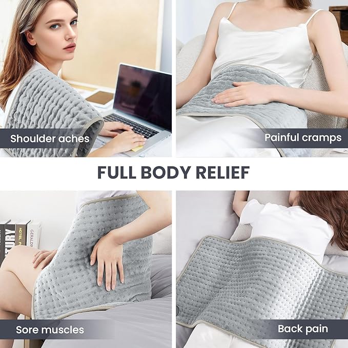 Heating Pad - Electric Heating Pad for Back Pain and Cramps Relief, Moist Heat Pad for Shoulder, Knee, Neck, 6 Heat Settings & Auto Shut Off and Machine Washable, 33" x 17"
