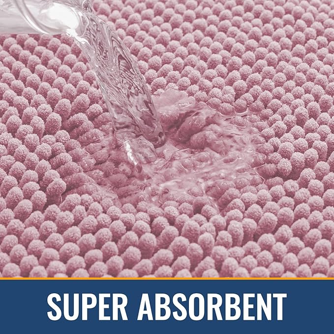 Arotive Bathroom Rugs 24x16, Extra Soft Absorbent Shaggy Chenille Bath Rugs, Machine Washable Rubber Backing Non-Slip Bath Mats for Bathroom Floor Tub and Shower, Home Decor Accessories, Dusty Rose