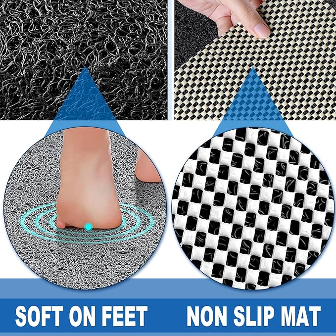 Shower Mats Non Slip for Elderly, 24x47’’Extra Lager Loofah Bath Mats for Shower, Non-Slip Bath for Elderly-Black