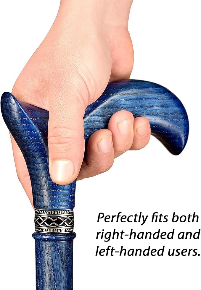 Asterom Handcrafted Walking Cane - Ergonomic, Wooden - Canes for Men - Walking Sticks for Seniors, Unique, Wood