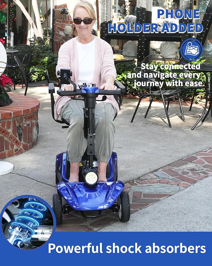 Mobility Scooter for Seniors/Adults, up to 300lbs Capacity, 4 Wheel Heavy Duty Mobility Scooters with 15 Miles 350W 5MPH，Front Basket, Adjustable Seat, LED Headlights