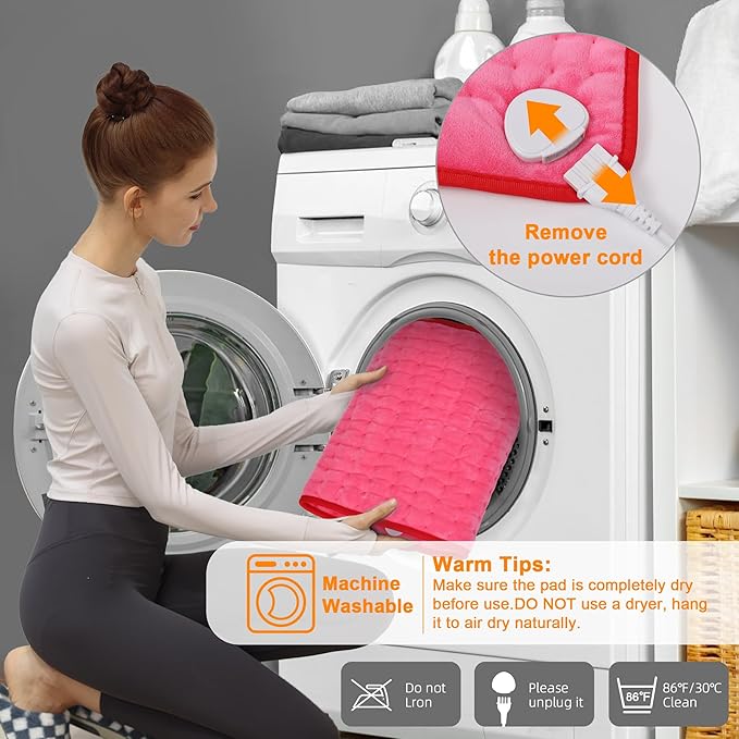 Deepsoon Heating Pad,Electric Heating Pads for Back,Neck,Moist Heating Pad for Abdomen Shoulder Knee Legs,Dry/Moist Heat&Auto Shut Off,Mother's Day Birthday for Men and Women,Fuchsia,24x12 Inch
