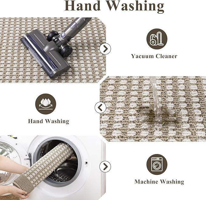 Ileading Laundry Room Runner Rug 2'x6' Non Slip Farmhouse Kitchen Floor Mats with Rubber Backing Machine Washable Beige Indoor Decor Carpet for Doormat Hallway Entryway Petmat Garage Balcony