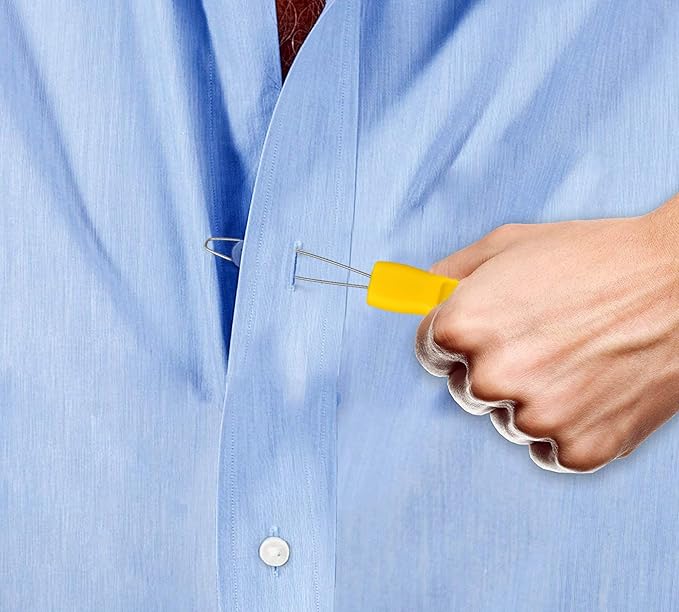 HOME-X Button Hook Helper, Assistance Tool for The Elderly, One-Hand Button Tool- Yellow- 6” L x ¾” W