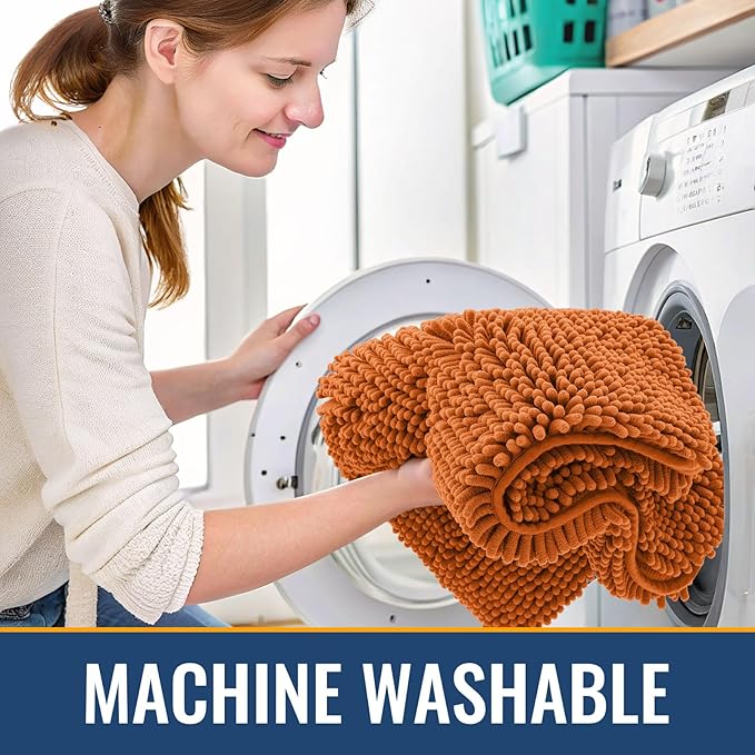 Arotive Bathroom Rugs 30x20, Extra Soft Absorbent Shaggy Chenille Bath Rugs, Machine Washable Rubber Backing Non-Slip Bath Mats for Bathroom Floor Tub and Shower, Home Decor Accessories, Terracotta
