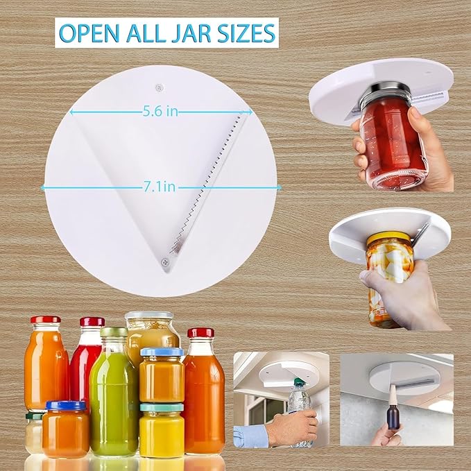 5 Pack Under Cabinet Jar Opener for Seniors & Arthritis – Heavy Duty One Hand Lid Opener, Easy Grip Kitchen Tool for Weak Hands, Strong Non-Slip Jar Opener for Tight Lids
