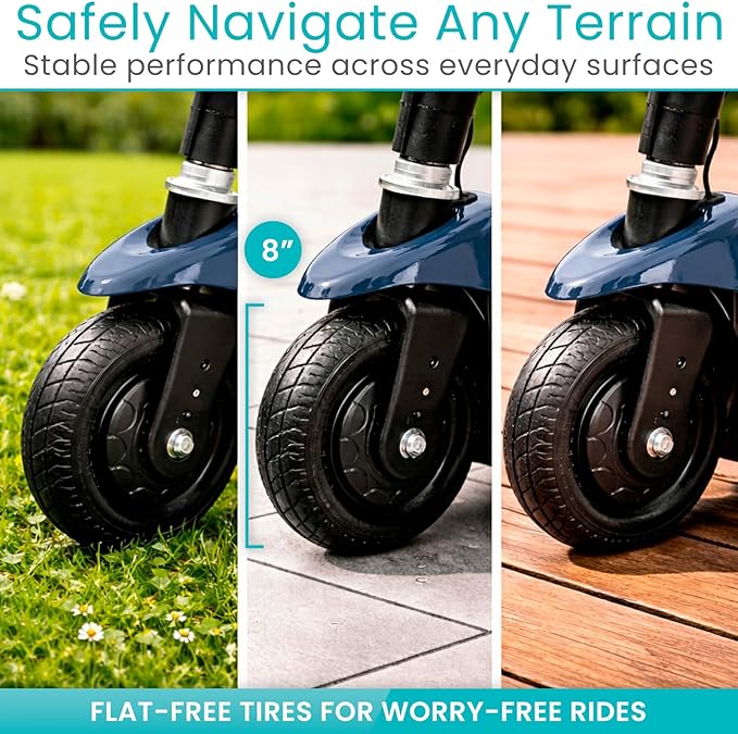 Vive 3 Wheel Mobility Scooter - Electric Powered Mobile Wheelchair Device for Adults - Folding, Collapsible and Compact for Travel - Long Range Power Extended Battery with Charger and Basket Included