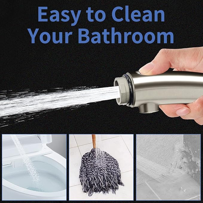 SINGSUO High Pressure Handheld Shower Head with On Off Switch, Detachable Shower Head, 3 Spray Modes Shower Massager Handheld with Hose and Adjustable Angle Bracket (Brushed Nickel)