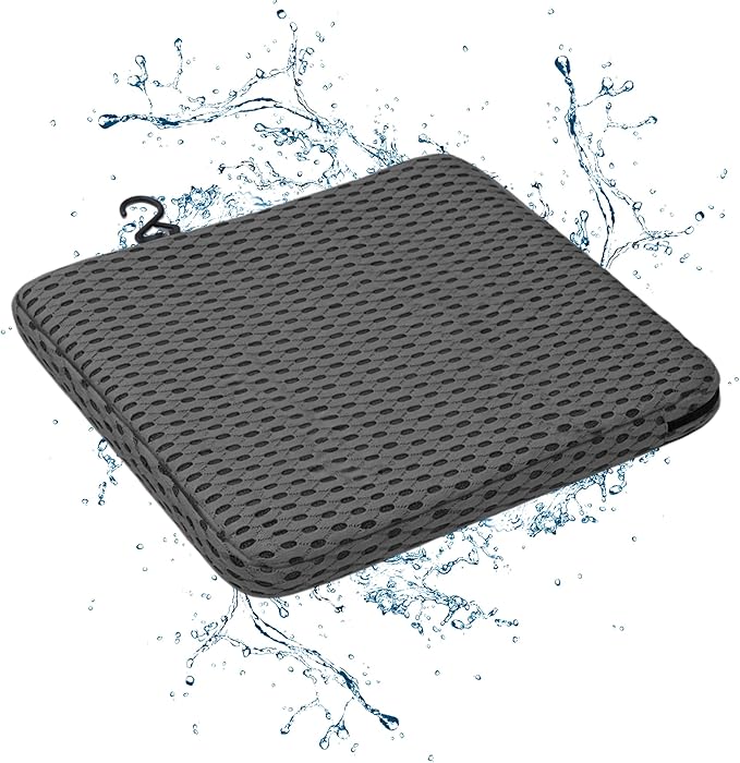 SPRING SEAON Shower Chair Cushion, Gel Shower Seat Cushion with Non-Slip Silicone Bottom, Quick-Dry Mesh Bath Seat Pad, Soft Washable Shower Bench Cushion for Seniors & Adults (Grey)