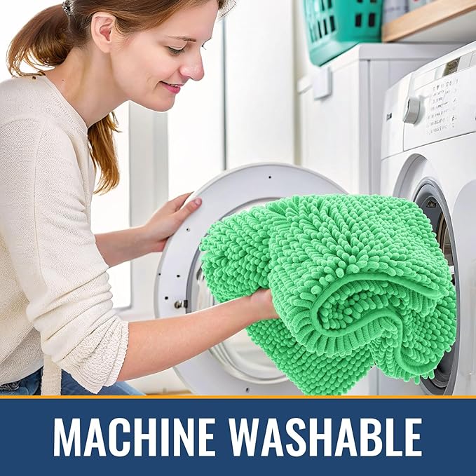 Arotive Bathroom Rugs 30x20, Extra Soft Absorbent Shaggy Chenille Bath Rugs, Machine Washable Rubber Backing Non-Slip Bath Mats for Bathroom Floor Tub and Shower, Home Decor Accessories, Mint Green