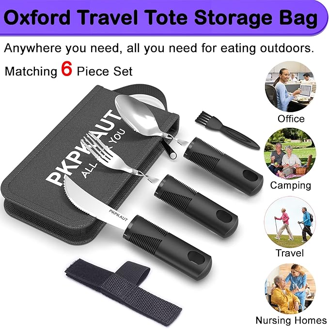 Adaptive Utensils for Parkinsons Patients Elderly, Weighted Utensils for Hand Tremors, Parkinsons Eating Utensils for Disabled People, Weighted Silverware for Hand Tremors Arthritic Hands