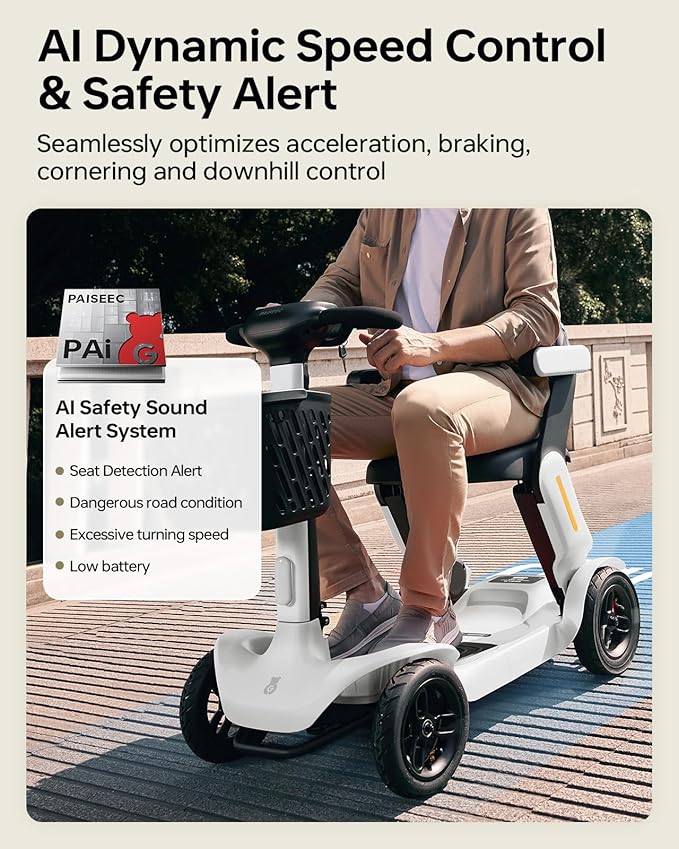 Mobility Scooter for Adult, 25 Miles Endurance Lightweight Mobility Scooter, Folding Mobility Scooters for Adult, Powered Mobility Scooter All Terrain Motorized Scooter Collapsible