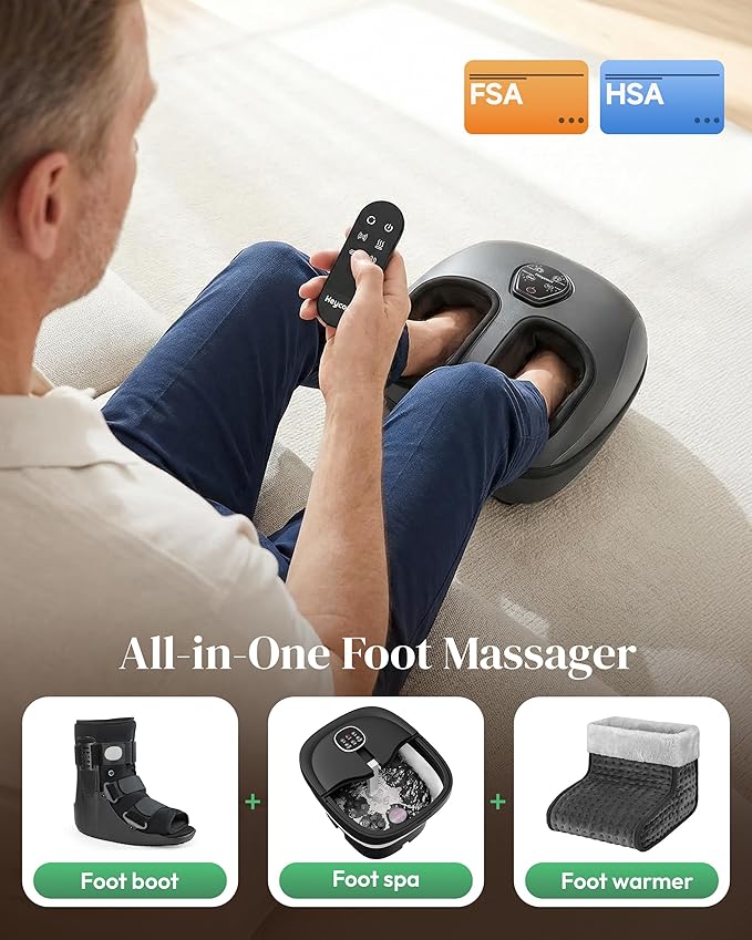 Heycool 2026 Upgraded Shiatsu Foot Massager with Heat and Compression, FSA Eligible HSA Store Eligible, Remote Control, Foot Massager for Plantar Fasciitis, Neuropathy, Gifts, Men, Women