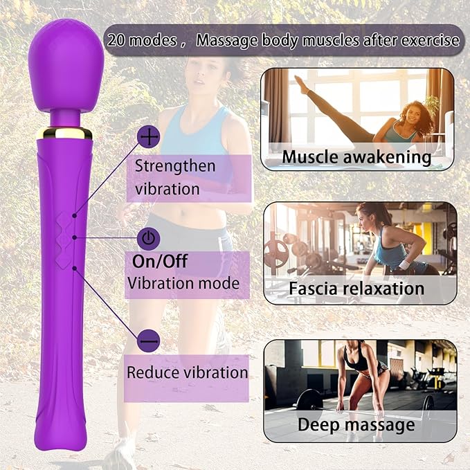 Rechargeable Personal Wand Massager - Travel - Quiet - Handheld Cordless Massager Relax Body Muscles - Perfect Back Legs Hand Pains and Sports