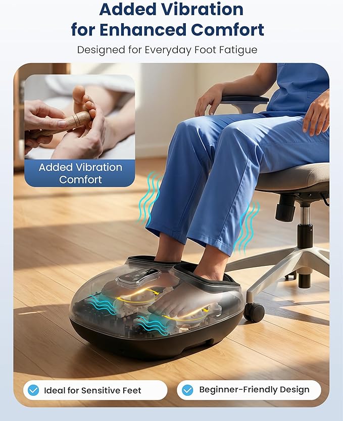 COMFIER Shiatsu Foot Massager with Fast Heat,Kneading Rolling Compression,Extra Vibration, FSA Eligible HSA Store, Plantar Fasciitis,Neuropathy Pain,Mothers Day Gifts for Women,Bigger Size to 13“